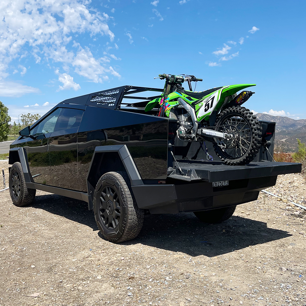 TESLA Cybertruck 24+ MOTO Rack - Stainless Steel & Aluminum Matte Black