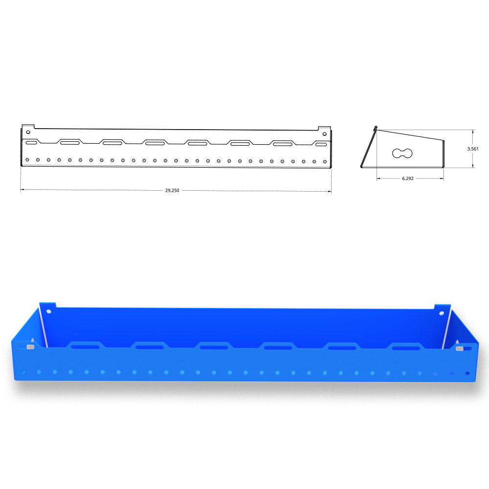 TESLA Cybertruck 24+ Modular Utility Roof Rack - Stainless Steel, Gloss Bright Blue - LARGE Tray