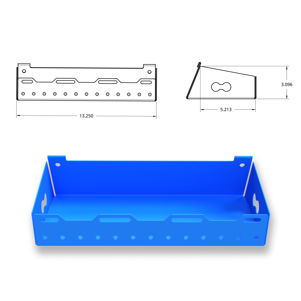 TESLA Cybertruck 24+ Modular Utility Roof Rack - Stainless Steel, Gloss Bright Blue - MEDIUM TRAY