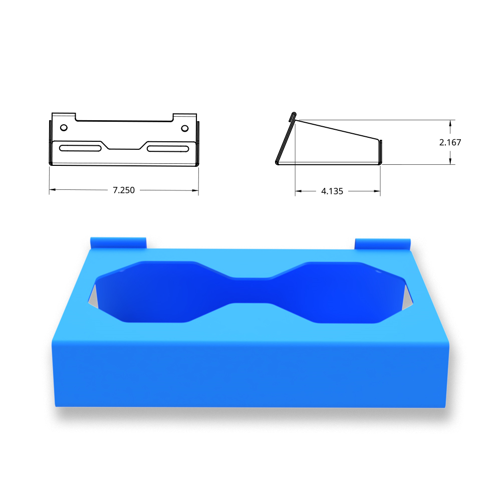 TESLA Cybertruck 24+ Modular Utility Roof Rack - Stainless Steel, Gloss Bright Blue - DOUBLE CUP HOLDER