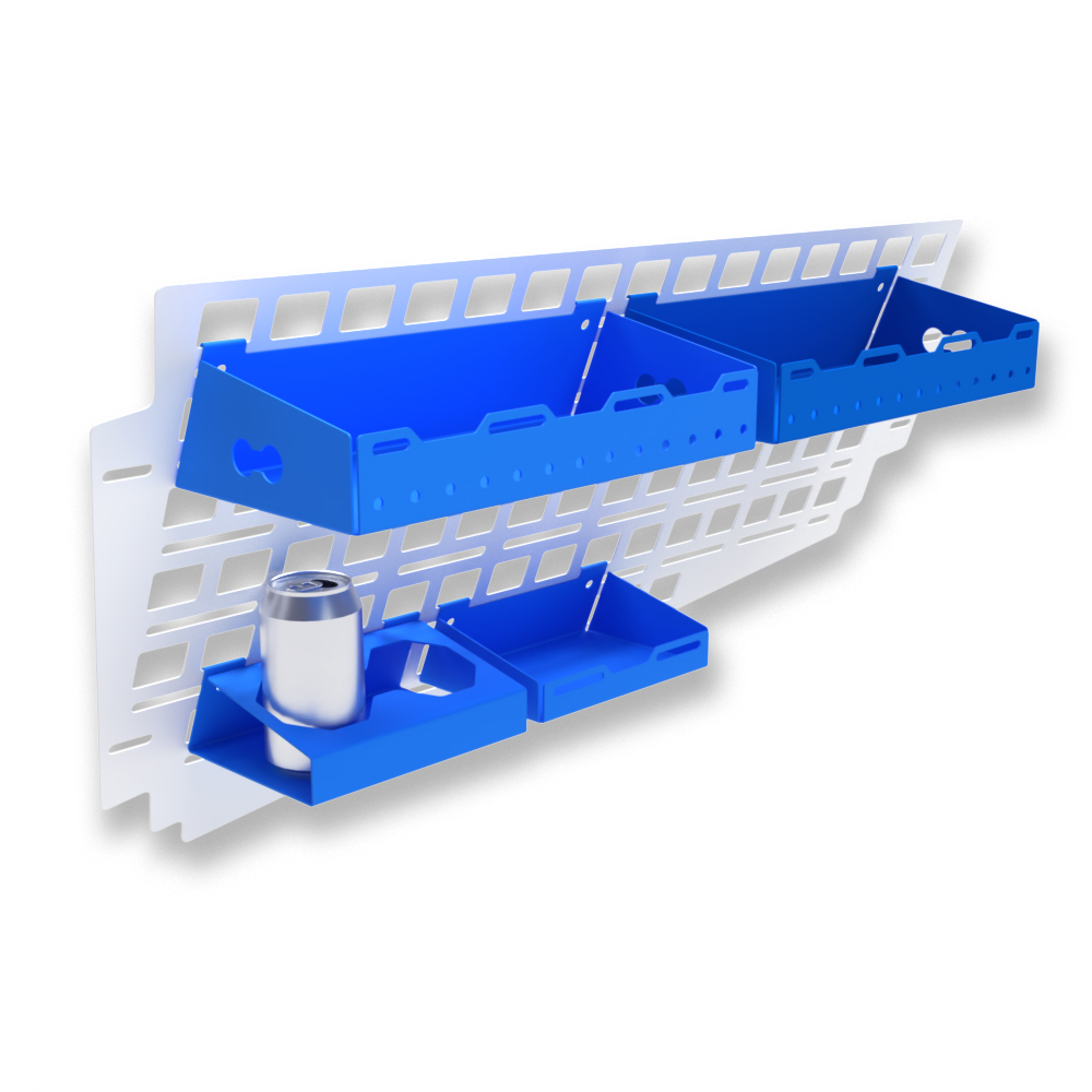 TESLA Cybertruck 24+ Modular Utility Roof Rack - Stainless Steel, Gloss Bright Blue - DOUBLE CUP HOLDER