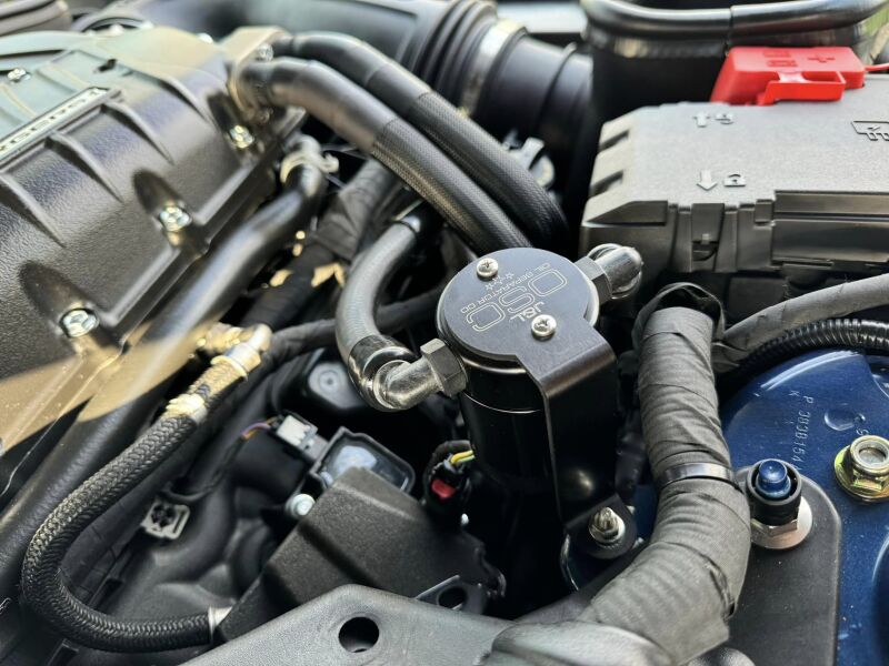 J&L 24-25 Ford Mustang GT w/ Whipple Supercharger Oil Separator 3.0 PCV Side - Black Anodized