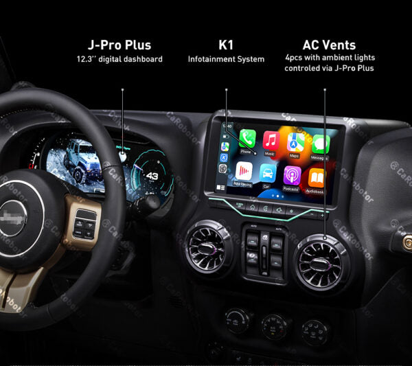 Carobotor Jeep Wrangler JK( 2011-2018) J-Pro Plus (dash) & K1 (radio) with accessories (2025 Gen 2)