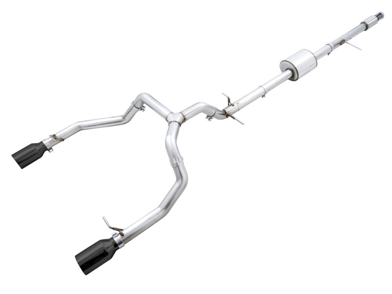 AWE Tuning 4th Gen GM 1500 5.3L 0FG Cat-Back Dual Side Exit (Flat Bumper) - Diamond Tips