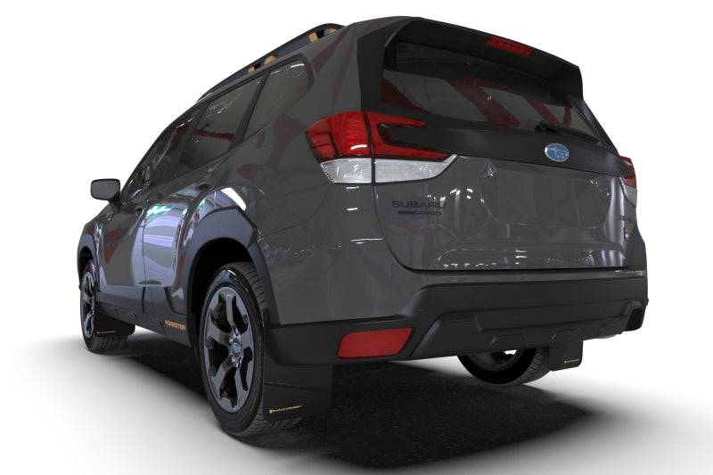Rally Armor 22-24 Subaru Forester & Wilderness Black UR Mud Flap w/White Logo