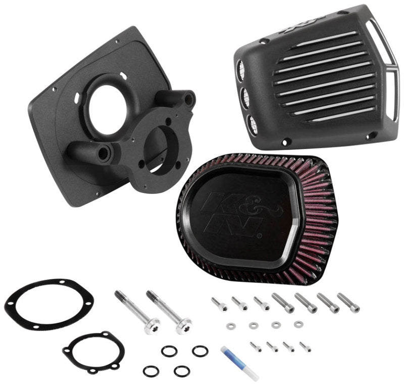 K&N Street Metal Intake System for 01-16 Harley-Davidson Softail/Dyna - Shaker Black