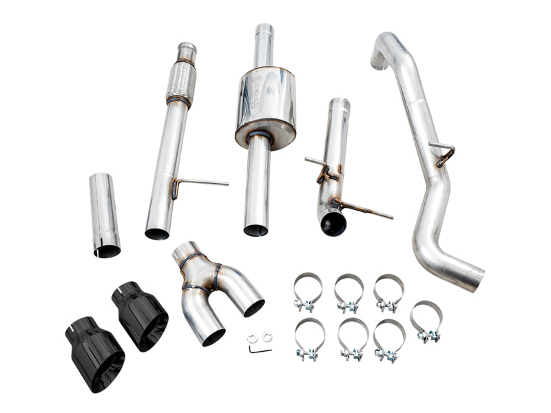 AWE Tuning 4th Gen GM 1500 5.3L 0FG Cat-Back Dual Side Exit (Flat Bumper) - Diamond Tips