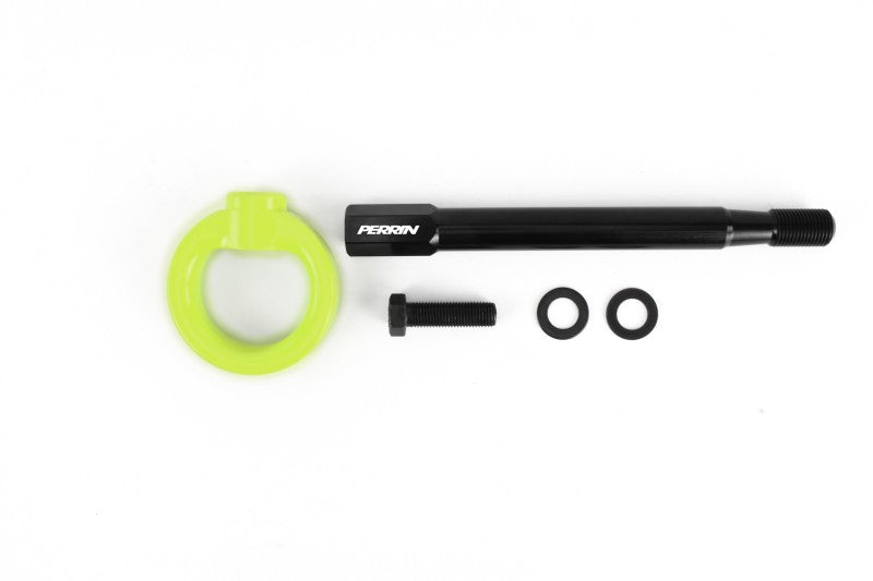 PERRIN 08-14 Subaru WRX & STI / 08-11 Impreza / 05-09 Legacy Tow Hook Kit (Front) - Neon Yellow
