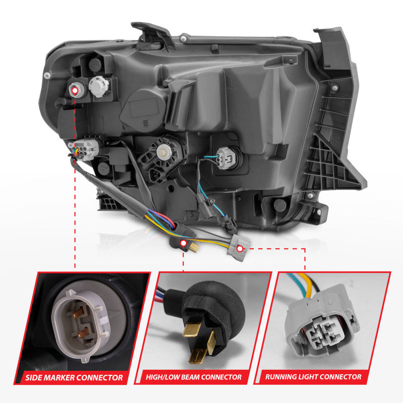ANZO 14-21 Toyota Tundra (OE Halogen w/LED DRL) LED Crystal Headlights w/ Switchback & DRL - Blk