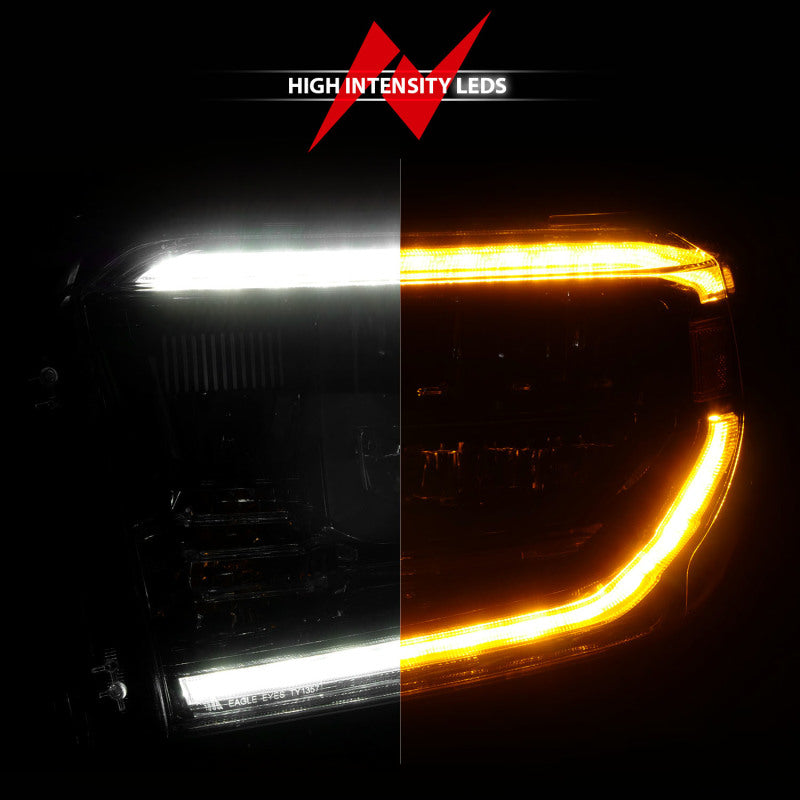 ANZO 14-21 Toyota Tundra (OE Halogen w/LED DRL) LED Crystal Headlights w/ Switchback & DRL - Blk