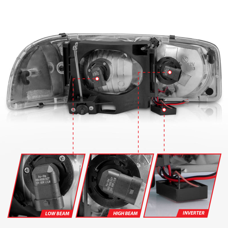 ANZO 99-17 GMC Sierra/Denali Headlights Chrome Amber (w/C Light Bars)