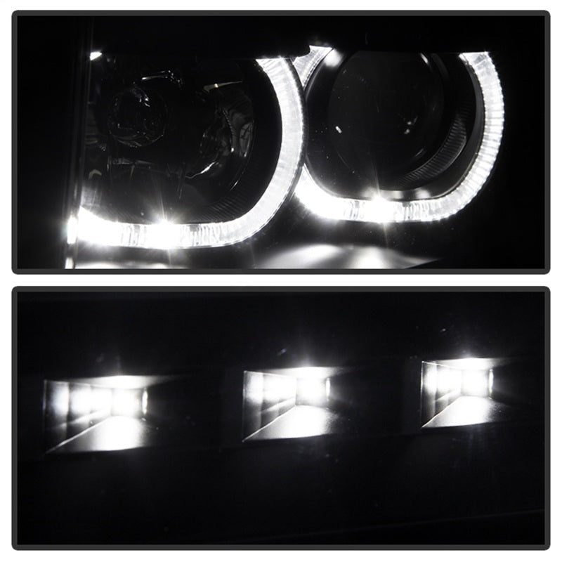 xTune Ford F150 09-14 Projector Headlights Halogen Model Only LED Halo Black PRO-JH-FF15009-CFB-BK