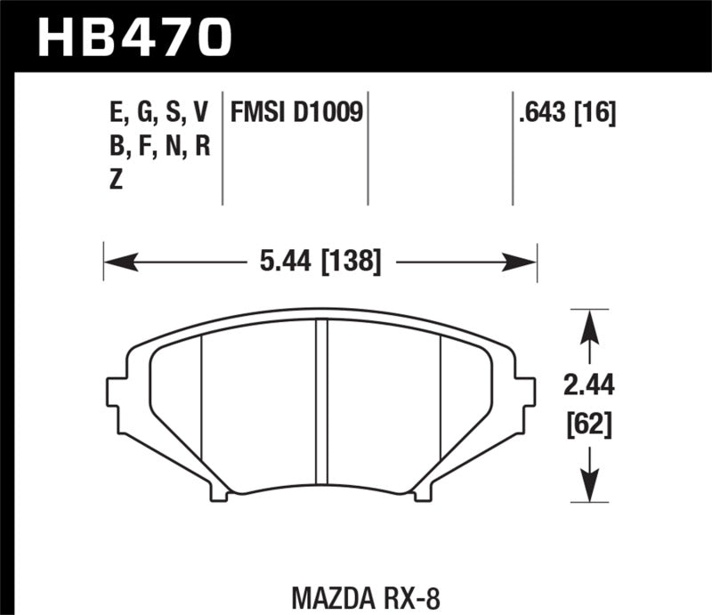 Hawk 04-09 RX8 Blue 9012 Race Front Brake Pads D1009