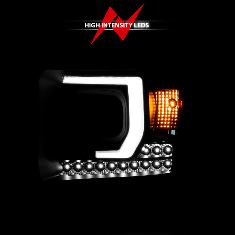 ANZO 2014-2015 GMC Sierra 1500HD Projector Plank Style Headlight Black W/ DRL