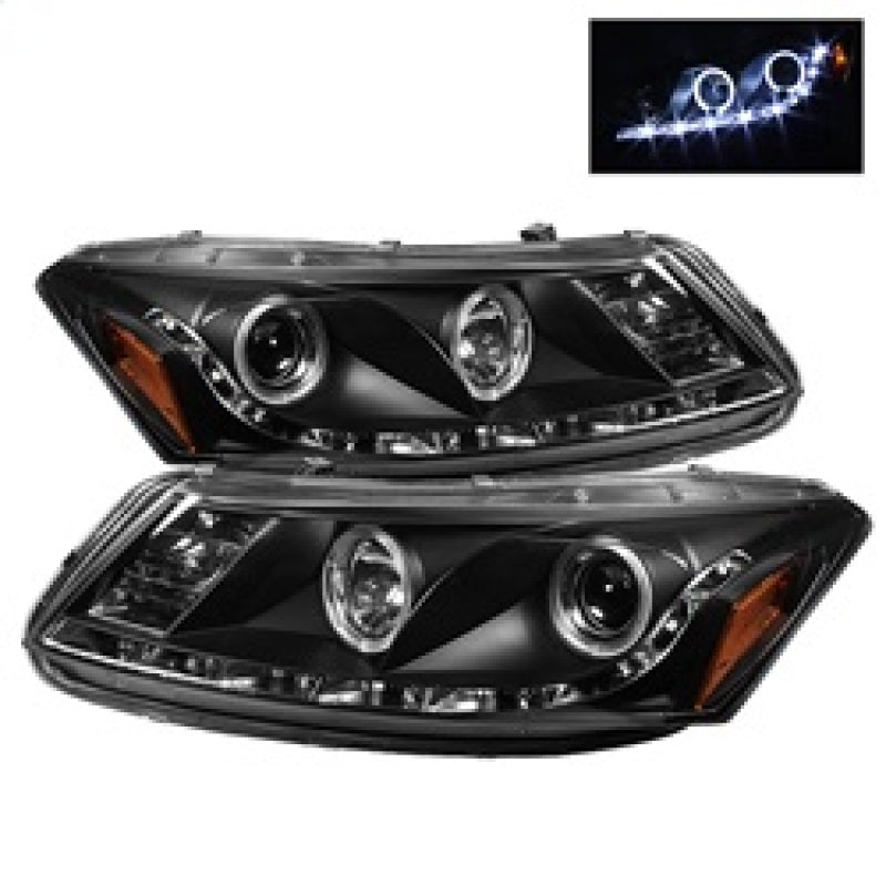 Spyder 08-12 Honda Accord No Crosstour 4Dr Proj Headlights- LED Halo DRL Blk PRO-YD-HA08-4D-HL-BK