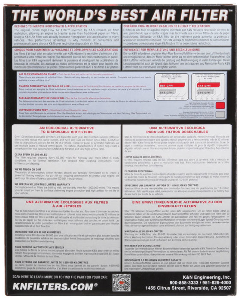 K&N Replacement Air Filter KAWASAKI KLE650; 2019 Pack of 6