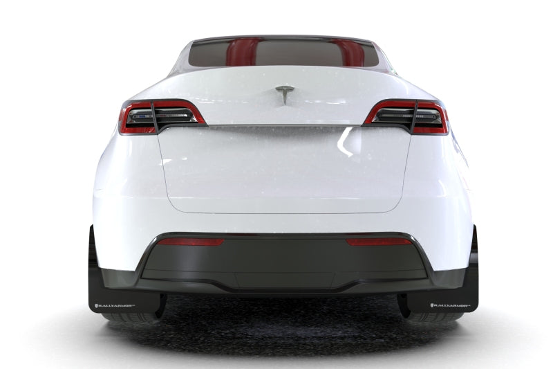 Rally Armor 20-26 Tesla Model Y, Juniper Y Black Mud Flap - Metallic Black Logo