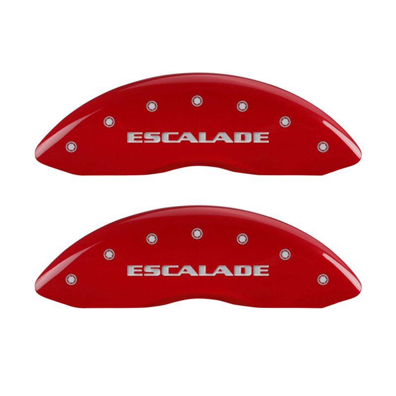 MGP 4 Caliper Covers Engraved Front & Rear Escalade Red finish silver ch